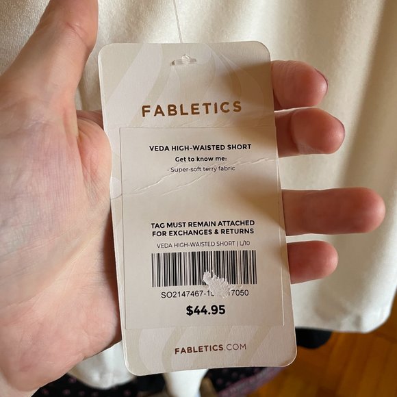 🔥 Fabletics | Cream-Colored Soft Terry Veda High-Waisted Biker Shorts Large NWT - Picture 6 of 8